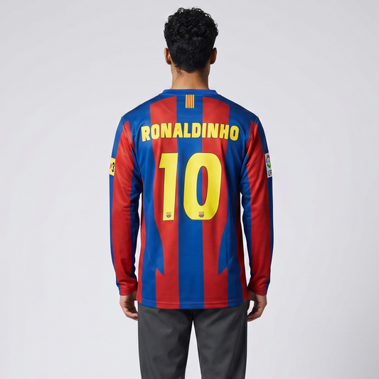 FCB ICONIC RONALDINHO 05/06 HOME FULL SLEEVE JERSEY - Regular Edition
